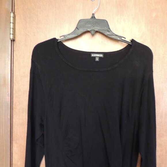 Express Black Ruched Bodycon Long Sleeve Dress Extra Large - Picture 2 of 6